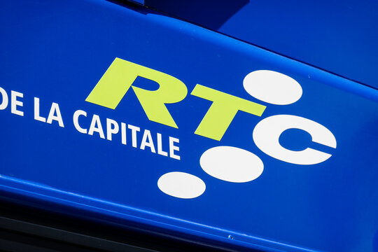 Quebec City, QC, Canada. July 30, 2026. Close-up detailed view of the RTC logo painted on a blue public city transit bus.