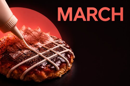 Cake with chocolate drizzle and copy space on dark background