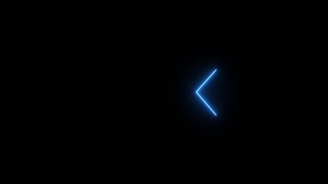 Glowing Neon blue Arrows Animation from Right to Left on Black Background. Motion Graphic concept. animation