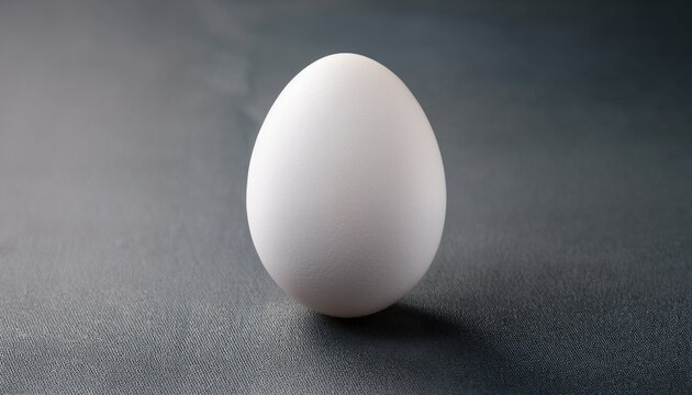 Single White Egg Resting On A Plain Textured Surface