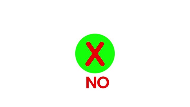 Green circle with red x marks denial concept flat icon set