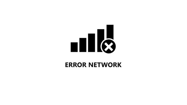 Error Network Signal Bars Icon Animation Disconnected Wireless Connection Symbol Loop Isolated on White Background Motion Graphic