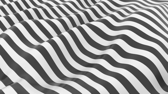 Abstract black and white wavy striped background animation