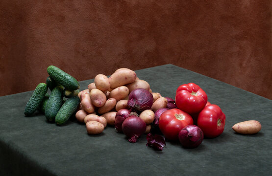 Still life with fresh vegetables on a table