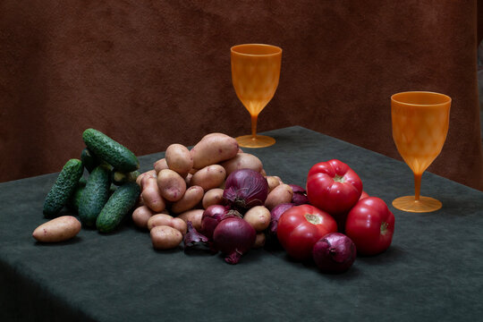 Still life with fresh vegetables on a table