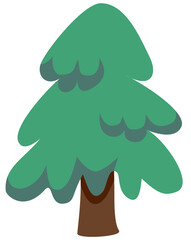 Cute Minimal Pine Tree Clipart Isolated on Transparent Background, Flat Hand Drawn Evergreen Tree Vector Illustration