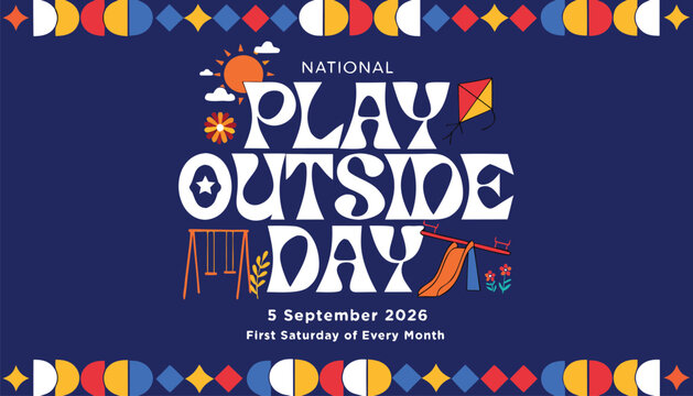 National play outside day event banner with playground elements