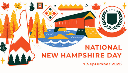 National new hampshire day greeting banner illustration © vectyx2