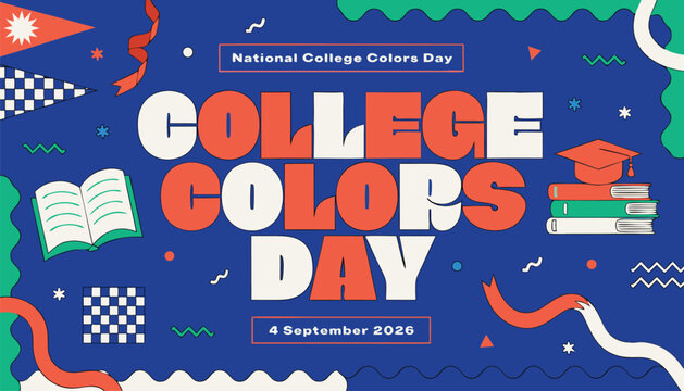 National college colors day celebration poster with academic elements
