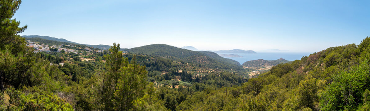 The green hills of the island of Rhodes