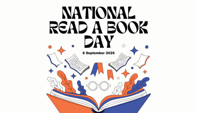 National read a book day celebration design isolated on white background