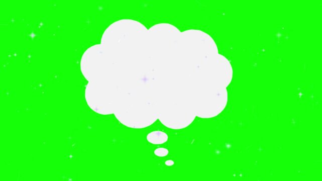 White thought bubbles appear on green screen background with sparkles with thinking bubbles popping popping against video white illustration imagination copywriting with information