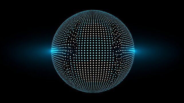 Abstract molecular sphere with connected points, geometric nanotechnology grid, 3d digital technology background