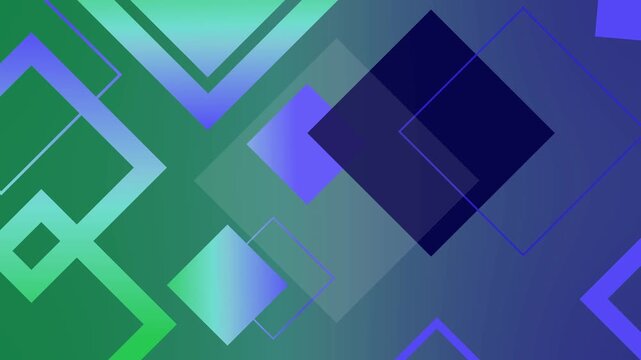 Abstract geometric background with overlapping translucent squares and diamonds animation