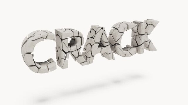 Concrete crack text broken stone bg rotate endless 4k