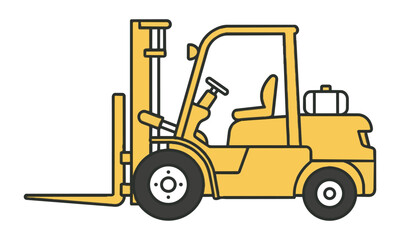 Naklejka premium A simple outline forklift icon in a flat vector style isolated on white, industrial vehicle concept
