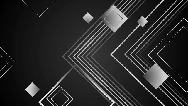 Abstract geometric background with layered diagonal lines and floating squares animation