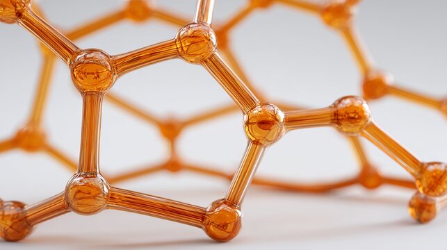 Orange reflective nanotube structure isolated on white background