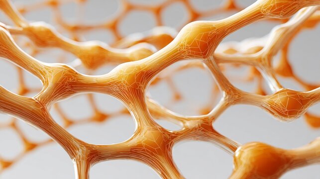 Orange reflective nanotube structure isolated on white background