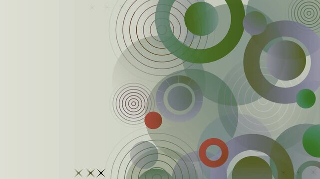 Abstract dark background with overlapping circles and rings modern geometric design animation