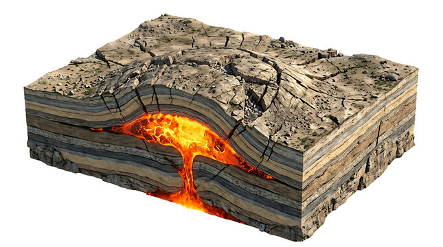 laccolith cross section geology diagram with magma isolated on white background