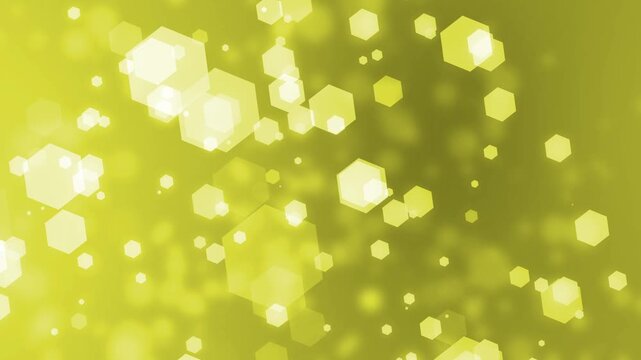 Soft bokeh background with floating hexagonal light shapes dreamy abstract animation