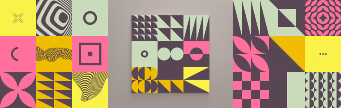 Mosaic. Wavy striped background. Abstract geometrical pattern. Mosaic. Art composition. Cover design template. Vector illustration for brochure, diary, notebook or notepad.