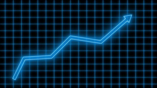 Glowing zigzag arrow showing upward trend animation