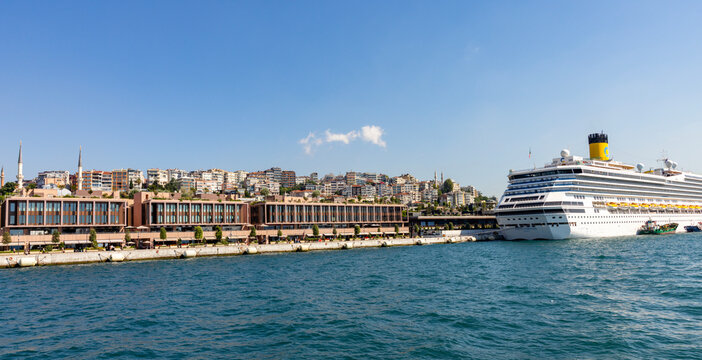 Istanbul, Turkey - July 22, 2026: Galataport Istanbul in Karakoy. Galataport Istanbul is cruise liner port on the 1,2 kilometer coastline.