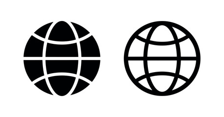 Obraz premium Globe internet icon set. World wide web and global communication symbol.