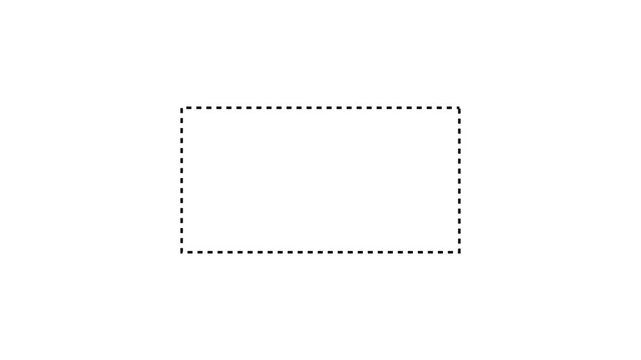 Dashed line white rectangle UI frame animation on transparent background.