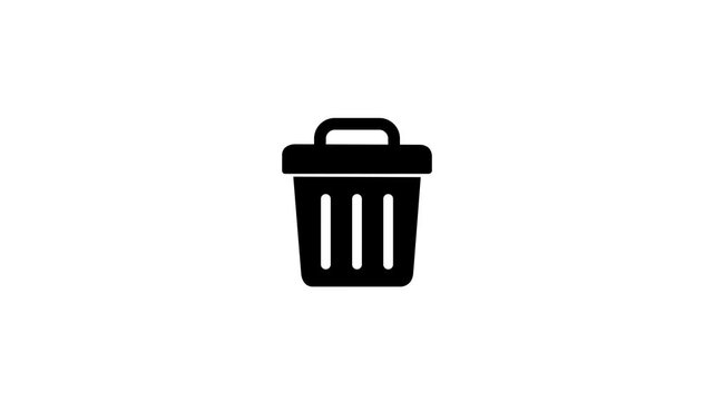 Open Trash Bin Icon with Lifted Lid, Delete File, Remove Data, Recycle Waste Basket Symbol, Minimal Flat User Interface Vector Isolated on white Background.