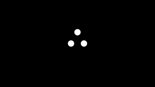 Three Dot Loading Indicator Icon, Animated Waiting Symbol, Processing Status, Buffering Spinner, Progress Loader Interface, Flat Vector Isolated on Black Background.