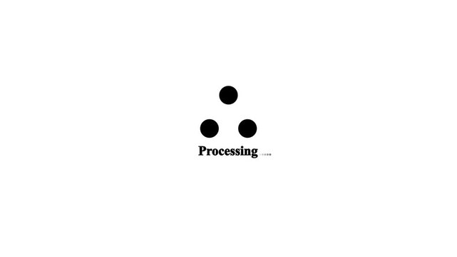 Processing Loader Animation Icon with Three Dot Circular Progress Indicator for System Processing Status, Modern. Waiting Symbol Isolated on White Background.