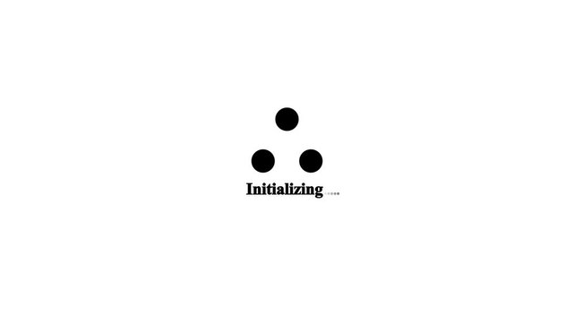 Initializing Loading Indicator with Three Dot Animation, System Start up Status Icon for User Interface and Digital Applications.