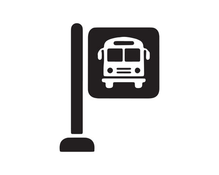 School bus stop sign icon on white background back to school transportation symbol
