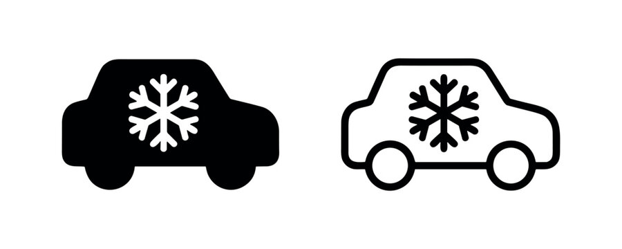 Car with snowflake symbol icon for climate control or automotive air conditioning systems.