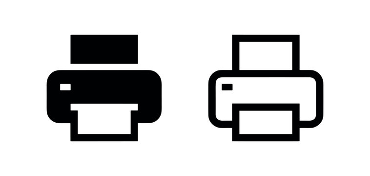 Printer icon set. Print sign and symbol for web, app, and interface design.