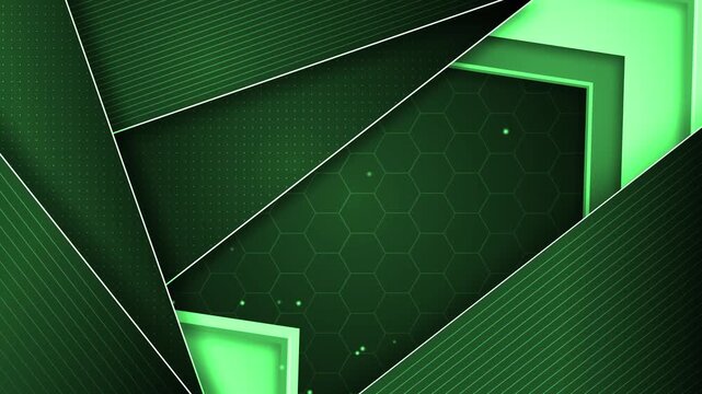 Abstract dark geometric background with layered framed shapes animation, Geometric modern tech style design with copy space