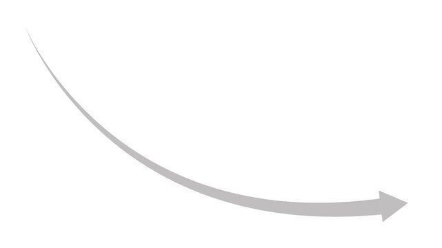 Curved arrow pointing down and to the right simple symbol for direction or decline animation