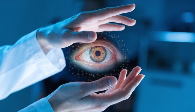 Ophthalmologist Projecting Eye Anatomy Hologram