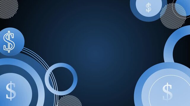 Abstract financial background with overlapping circles and dollar signs animation
