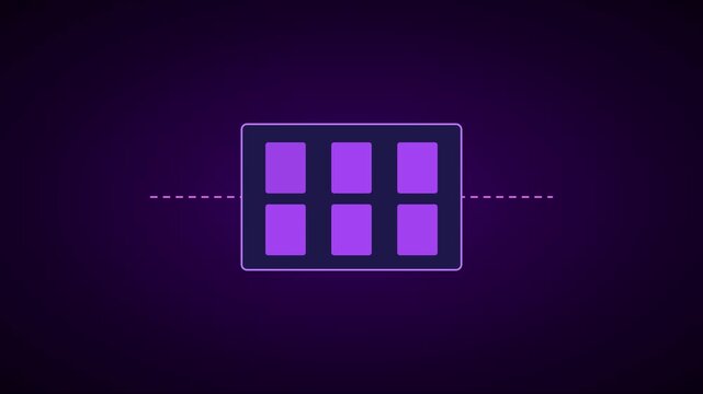 Digital grid interface animation with pulsing rectangles and abstract data flow 4k