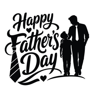 Father s Day Silhouette With Text And Tie Black On White