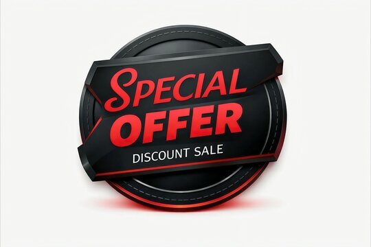 Special offer discount sale badge with bold red and white text