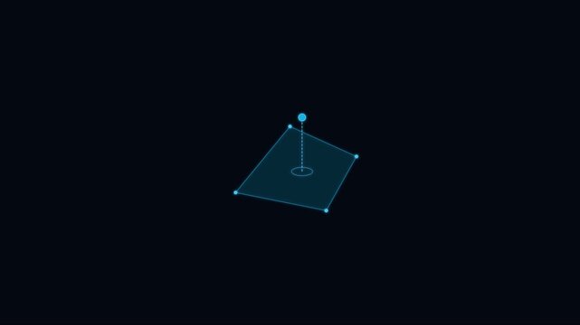 Digital holographic data plane interface with floating point marker hud animation 4k