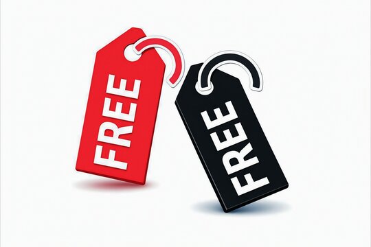 Free and here price tag labels with hanging loops