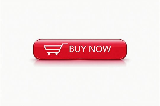 Red buy now button with shopping cart icon for online purchase