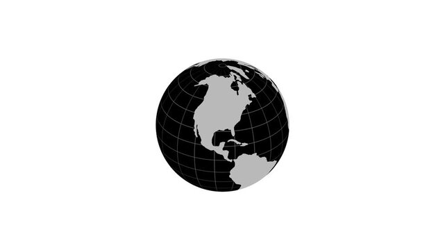 Stylized rotating 3d planet globe earth map animation