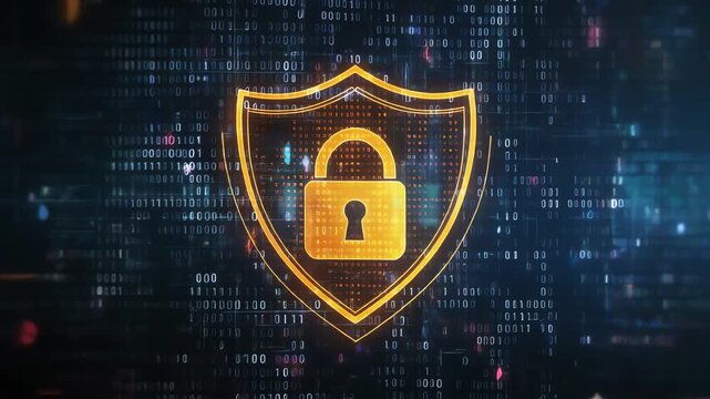 Cyber Security Concept with Digital Shield and Padlock